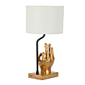 Adesso® Simplee Hand Table Lamp with USB Port, 19"H, White Shade/Antique Gold Base