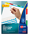 Avery® Print & Apply Clear Label Dividers With Index Maker® Easy Apply™ Printable Label Strip And Color Tabs, 5-Tab, Multicolor, 1 Set