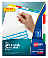 Avery® Print & Apply Clear Label Dividers With Index Maker® Easy Apply™ Printable Label Strip And Color Tabs, 5-Tab, Multicolor, 1 Set 1 thumbnail image