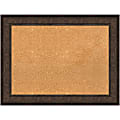 Amanti Art Non-Magnetic Cork Bulletin Board, 34" x 26", Natural, Ridge Bronze Plastic Frame