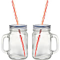 Starfrit Mason Jar Mugs, 2 pk with Straws - 16 oz - 2 Pack - Clear