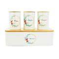 MegaChef 4-Piece Iron Canister Set, 5-1/4”H x 9”W x 16-3/4”D, White 1 thumbnail image