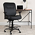 Flash Furniture HERCULES Big & Tall LeatherSoft Ergonomic Drafting Chair with Rectangular Back and Adjustable Arms, Black