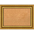 Amanti Art Non-Magnetic Cork Bulletin Board, 30" x 22", Natural, Parlor Gold Plastic Frame
