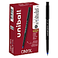 uni-ball® Onyx® Rollerball Pens, Micro Point, 0.5 mm, Black Barrel, Blue Ink, Pack Of 12