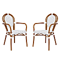 Flash Furniture 2 Pack Lourdes Indoor/Outdoor Commercial Thonet Bistro Stacking Chair with Arms, White & Gray/Natural Frame -2SDA6422AWGYN 1 thumbnail image