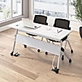 Bush Business Furniture Envision 60"W Folding Training Table with Powered Grommets and 2 Chairs, White/Cool Gray Metallic, Standard Delivery 1 thumbnail image