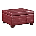 Office Star™ Detour Strap Square Storage Ottoman, Crimson Red