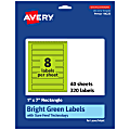 Avery® Print-To-The-Edge Labels With Sure Feed® Technology, 94225-BGP40, Rectangle, 1" x 7", Matte Bright Green, Pack of 320 1 thumbnail image