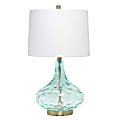 Lalia Home Classix Dimpled Colored Glass Table Lamp, 24"H, White Shade/Blue Base