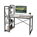 Bestier Modern 48"W Office Computer Desk With Storage Shelf & Headset Hook, Light Retro Gray Oak