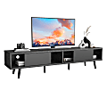 Bestier 70" Mid-Century Modern TV Stand For 75" TVs, 16”H x 70-1/8”W x 15-9/16”D, Ash Wood Black 1 thumbnail image