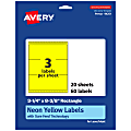 Avery® Printable Labels With Sure Feed® Technology, 94251-NYP20, Rectangle, 3-1/4" x 8-3/8", Matte Neon Yellow, Pack of 60 1 thumbnail image