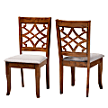 Baxton Studio Mael Dining Chairs, Gray/Walnut Brown, Set Of 2 Chairs