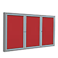 Ghent 3 Door Enclosed Fabric Bulletin Board, Satin Aluminum Frame, 48"H x 72"W, Red 1 thumbnail image