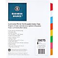 Business Source Laminated Write-On Tab Indexes - 8 Write-on Tab(s) - 8 Tab(s)/Set - 11" Tab Height x 8.50" Tab Width - 3 Hole Punched - Self-adhesive, Removable - Multicolor Mylar Tab(s) - Recycled