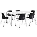 KFI Studios Dailey Table Set With 6 Poly Chairs, White Table/Black Chairs 1 thumbnail image
