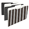 Smead® Fashion 1/3-Cut File Folders, Letter Size, Black/Gray (Stockholm Pattern), Pack Of 6