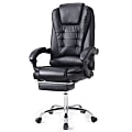 Elama Faux Leather High-Back Adjustable Office Chair, With Slide Out Footrest, Black