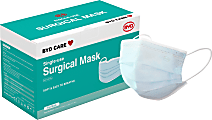 BYD Care Surgical Masks, Adult, One Size, Blue, Box Of 50