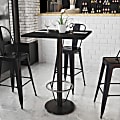Flash Furniture Laminate Square Table Top With Round Bar-Height Base And Foot Ring, 43-1/8"H x 30"W x 30"D, Black