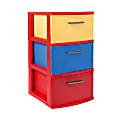 Inval By MQ Polypropylene Resin Storage Cabinet, 3 Drawers, 23-15/16"H x 13"W x 15"D, Blue/Red/Yellow