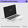 HP 15.6" Laptop, AMD Ryzen 3, AI Enabled, 8GB RAM, 256GB SSD, Wi-Fi 6, Windows® 11 Home (15-fc0013od)