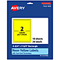 Avery® Print-To-The-Edge Labels With Sure Feed® Technology And Easy Peel®, 94255-NYP10, Rectangle, 4-3/4" x 7-3/4", Matte Neon Yellow, Pack of 20 1 thumbnail image