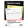 COSCO Invoice Form Book With Slip, 2-Part Carbonless, 8-1/2" x 11", Artistic, Book Of 50 Sets