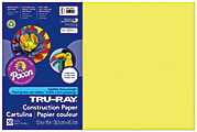 Tru-Ray® Construction Paper, 12" x 18", 50% Recycled, Lively Lemon, Pack Of 50