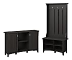 Bush Furniture Salinas Entryway Storage Set with Hall Tree, Shoe Bench and Accent Cabinet, Vintage Black, Standard Delivery 1 thumbnail image