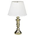 Ledu Candlestick Table Lamp, 25"H, White Pleated Shade, Brass Finish