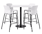KFI Studios Proof Bistro Square Pedestal Table, Includes 4 Stools, 43-1/2”H x 42”W x 42”D, Designer White Top/Black Base/White Chairs - 840031941909 1 thumbnail image