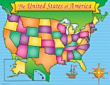 Scholastic Practice Chart, USA Map, 17" x 22"
