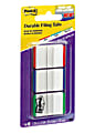 Post-it® Durable Tabs, 1" x 1 1/2", Blue/Green/Red Color Bars, 22 Flags Per Pad, Pack Of 3 Pads
