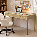 Bestier 55" Fluted Wood Ergonomic Executive Writing Desk with 2 Drawers, Natural Oak, Total Qty 1 1 thumbnail image