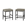 ALPHA HOME Faux Leather Counter-Height Stools, Gray, Set Of 2 Stools