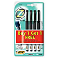 BIC® Z4™ Liquid Ink Rollerball Pens, 0.7 mm, Fine Point, Clear Barrel, Black Ink, Pack Of 4 1 thumbnail image