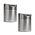Mind Reader Mini Countertop Trash Can Metal Swivel Lid, 1.5 Liter/0.40 Gallon Capacity, 6-1/4"H x 4-3/4"W x 4-3/4"W, Silver, Set of 2 Cans