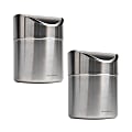 Mind Reader Mini Countertop Trash Can Metal Swivel Lid, 1.5 Liter/0.40 Gallon Capacity, 6-1/4"H x 4-3/4"W x 4-3/4"W, Silver, Set of 2 Cans 1 thumbnail image