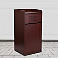 Flash Furniture Rectangular Wood Tray-Top Trash Receptacle, 36 Gallons, Mahogany