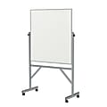 Ghent Double-Sided Magnetic Porcelain Whiteboard With Vinyl Tackboard, 48" x 36", Silver Aluminum Frame