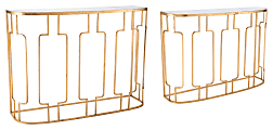 Zuo Modern Roma Console Tables, Rectangular, Mirror/Gold, Set Of 2 Tables
