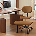 Bestier Ergonomic Faux Leather Mid-Back Cross Legged Office Task Chair With Wheels, Brown 1 thumbnail image