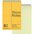 Rediform Wirebound Steno Notebook - 60 Sheets - Wire Bound Light Blue Margin - 16 lb Basis Weight - 6" x 9" - Green Paper - Brown Cover - Unpunched, Subject - 1Each
