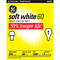 GE Soft White Light Bulbs, Longlife, 60 Watts, Pack Of 2 1 thumbnail image