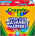 Crayola® Ultra-Clean Washable Bright Broad Line Color Max Markers, Broad Point, White/Assorted Barrels, Assorted Ink, Pack Of 10 Markers