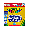 Crayola® Ultra-Clean Washable Bright Broad Line Color Max Markers, Broad Point, White/Assorted Barrels, Assorted Ink, Pack Of 10 Markers 1 thumbnail image