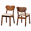 Baxton Studio Damara Dining Chairs, Sand/Walnut Brown, Set Of 2 Chairs