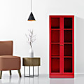 Glamour Home Avice 24"W 4-Shelf Metal Cabinet With Doors, Red 1 thumbnail image